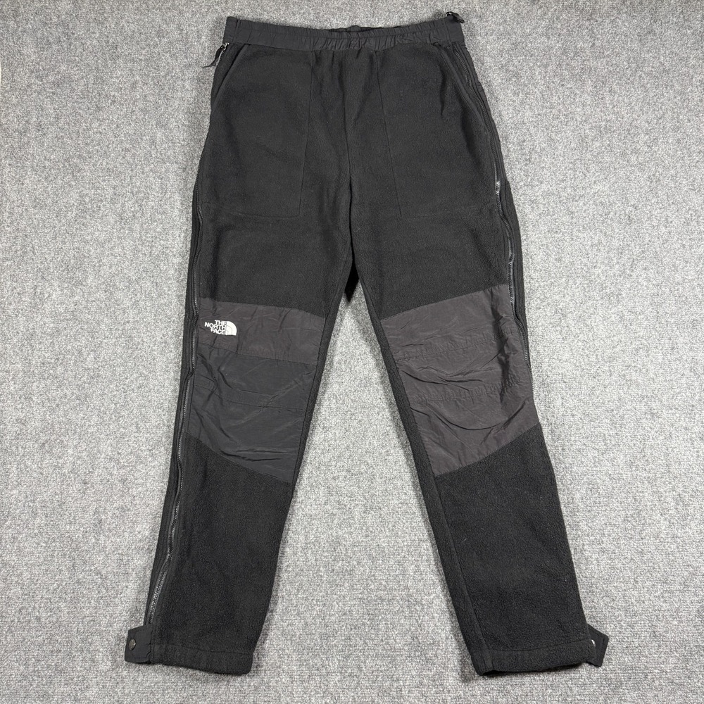 VTG 90s The North Face Denali Fleece Pants Large Black Stretch Waist Side Zip